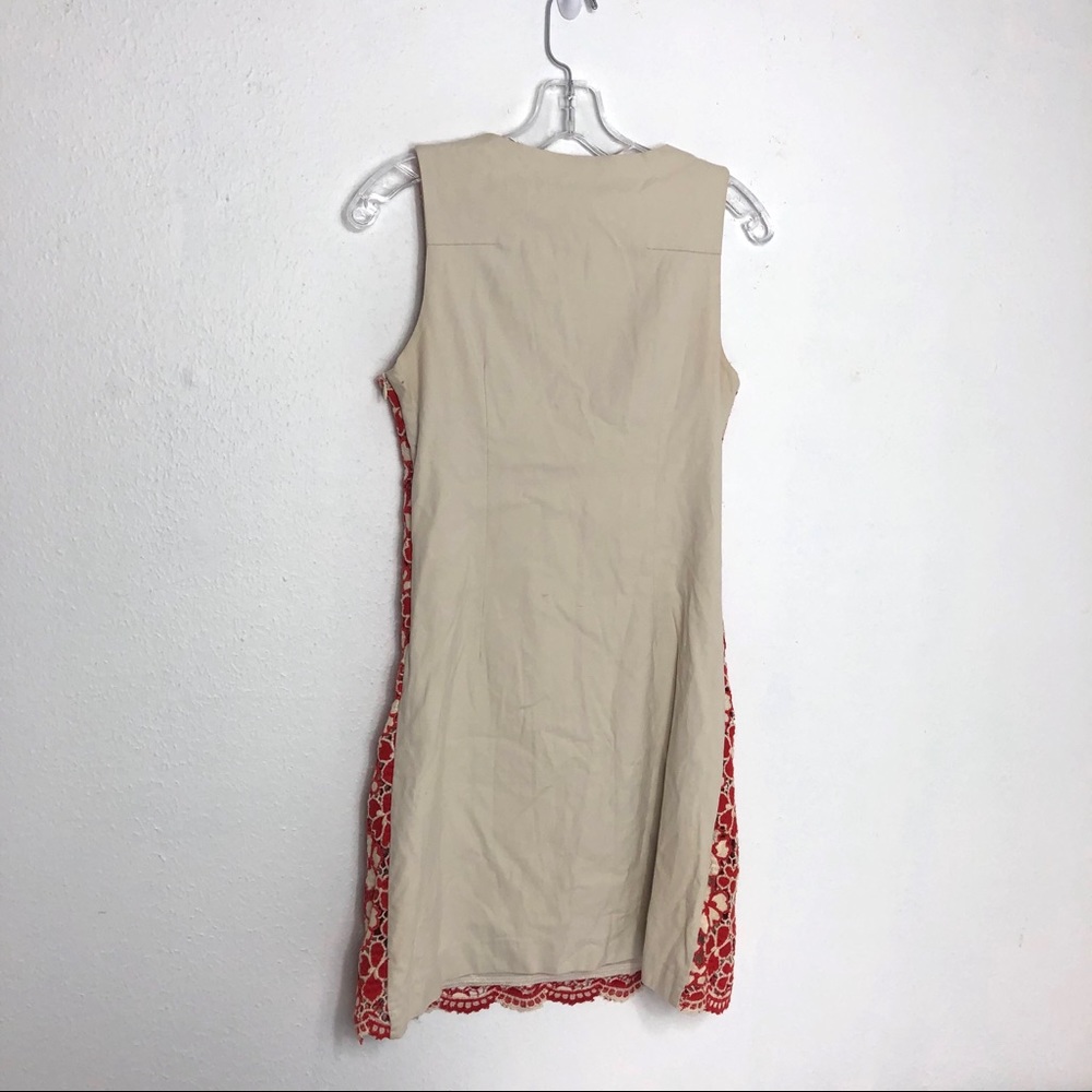 Yumi Embroidered Lace Overlay Red Cream Dress 4 - Picture 2 of 8